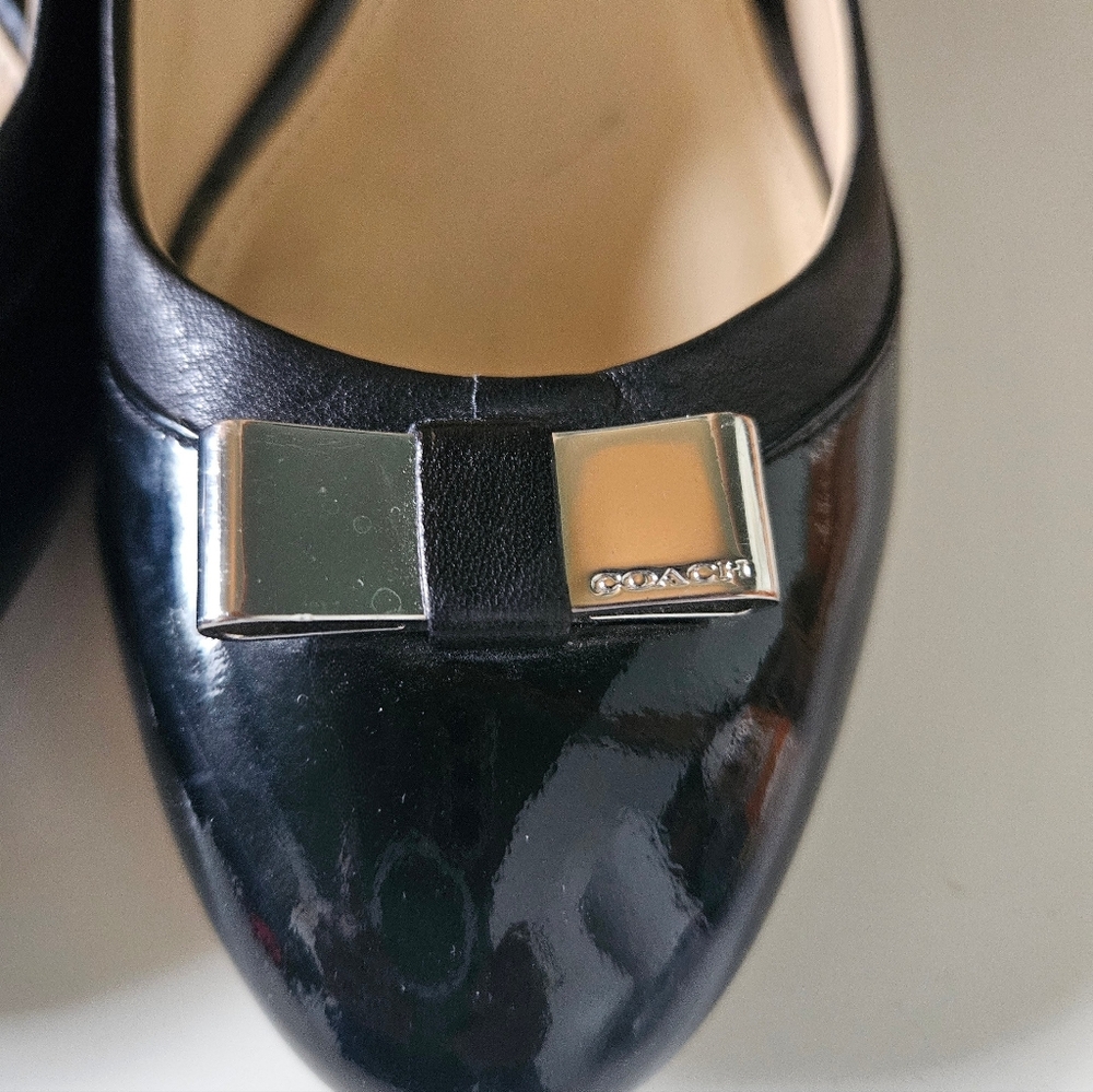 Coach Black Patent Leather Wedge Shoes - Picture 4 of 8